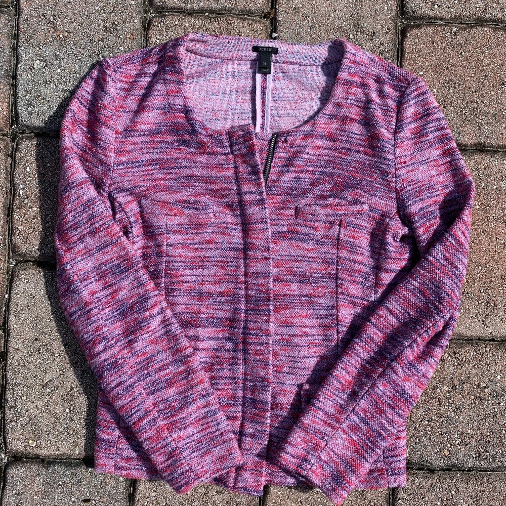 Retro Preppy Pink Tweed Blazer